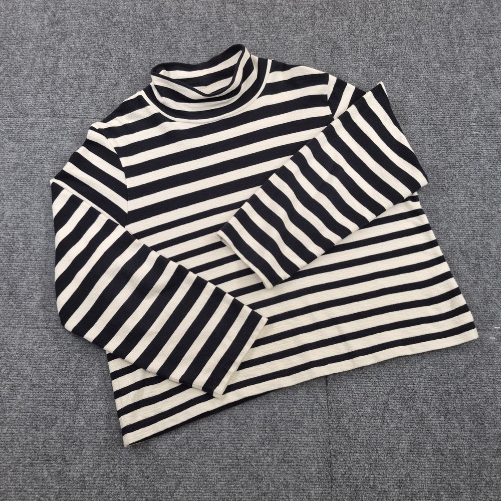 Marc O'Polo Striped Organic Cotton Mock Neck Long Sleeve Top Navy XL ($129)